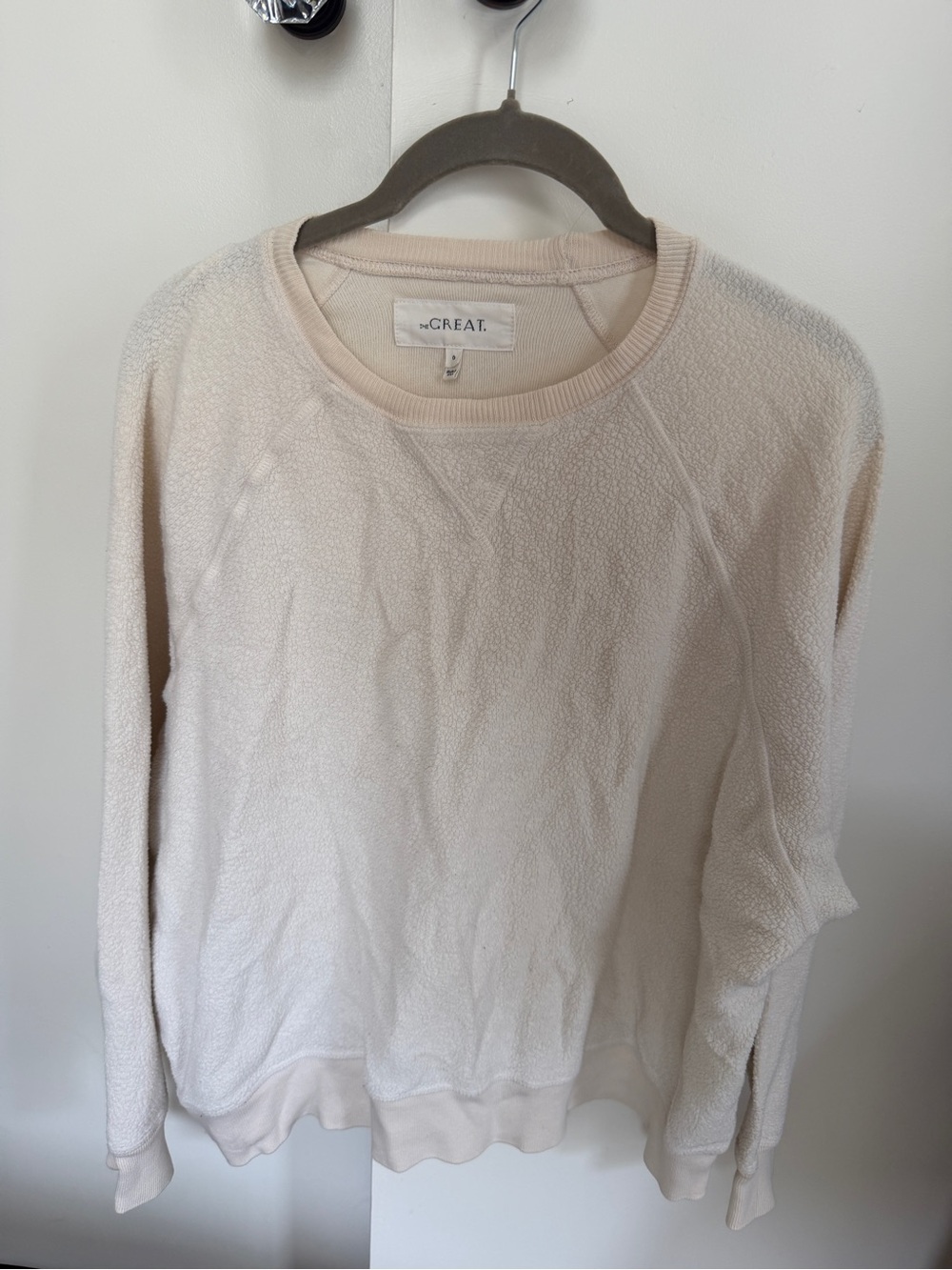 The Great Women's Cream Crewneck Sweater
